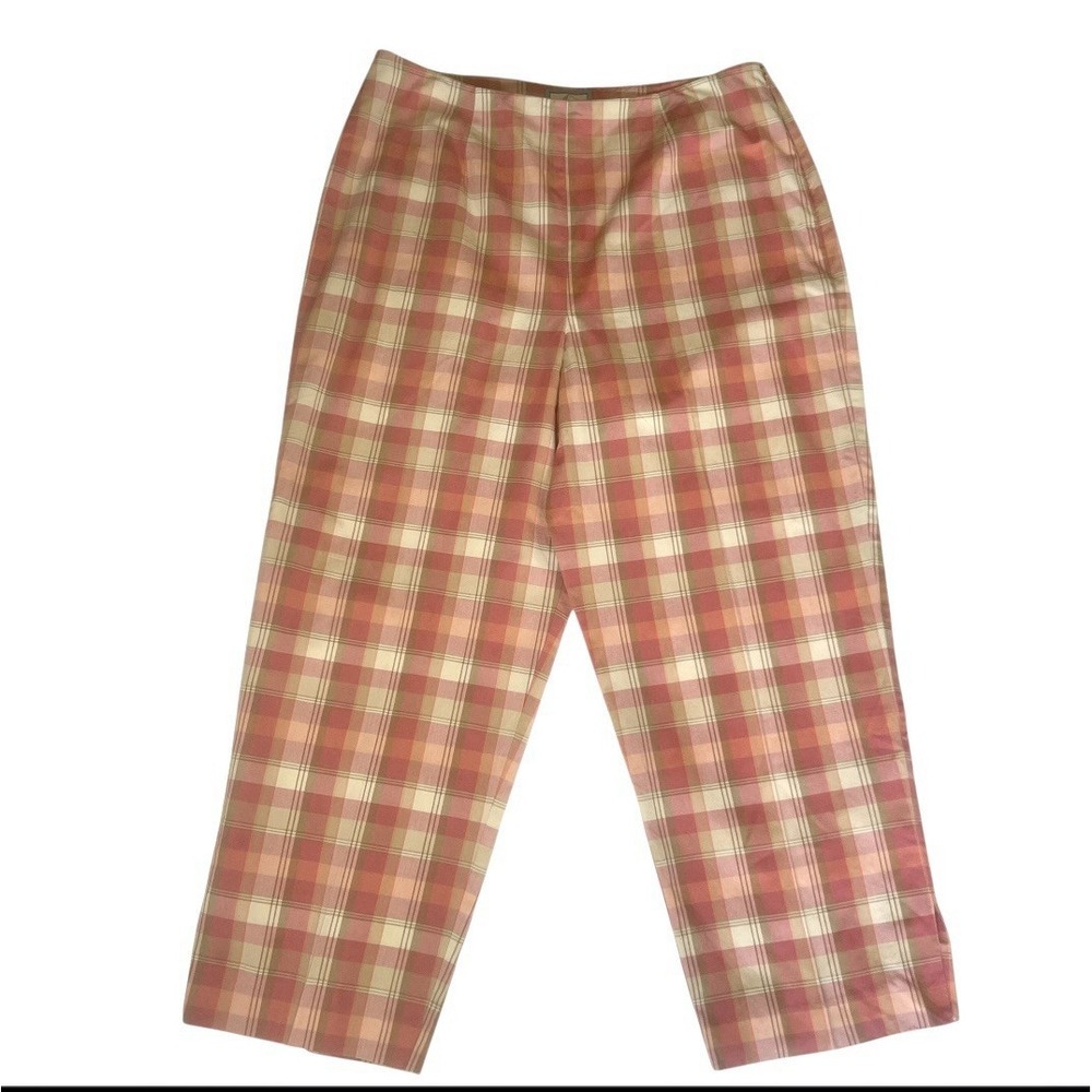 Pendleton Originals Plaid Broad Pants 100% Cotton Pink Orange Yellow Women's 16